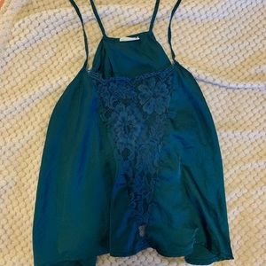 Free people silk cami with lace front